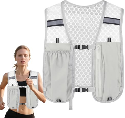 Kustimantu Chaleco de hidratación para mujeres de carreras, chaleco de agua fluido, chaleco de hidratación para correr con múltiples bolsillos, bolsa elástica ligera para la vejiga - Equipo de