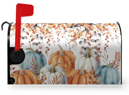 Dacawin Coperture magnetiche per cassette postali autunnali a forma di zucca, dimensioni standard, 53,3 x 45,7 cm, raccolto con foglie d'acero, decorazione per giardino, cortile esterno