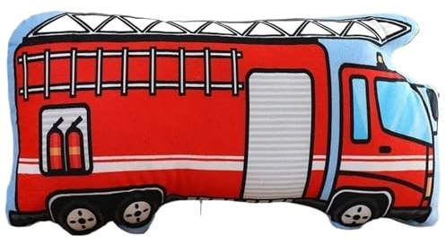 KUKUShining Jouet en Peluche Camion De Pompiers, Véhicule Mignon Et Doux Oreiller Créatif for Les Tout Petits Qui Apprennent Et Jouent