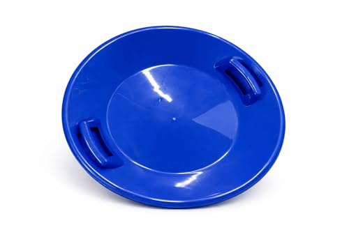 Slittino da Neve Rotondo in Plastica con Maniglie – Colore Rosso o Blu – Antiscivolo – Resistente – Disponibile in Confezione da 1 o 2 Pezzi (Blu, 1)