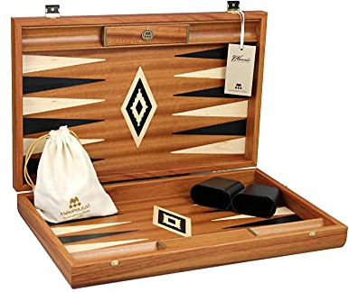 Large Wooden Championship Tournament Manopoulos Backgammon Set Mahogany 23 Inch Storage Racks Included And Backgammon Pieces