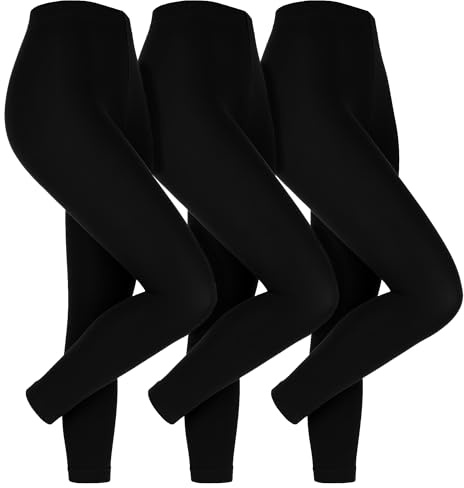 HEAT HOLDERS - 3 Pair Multipack Thermal Fleece Lined Leggings for Winter | Womens Thick Opaque Outdoor Footless Leggings (XL, Black)