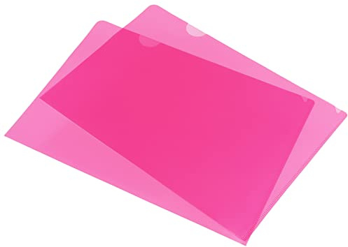 PATIKIL L Type Folders 12 Pack A4 Plastic File Project Pockets Clear Paper Document Jacket Sleeve for Office, Pink