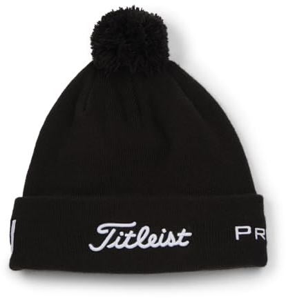 Titleist Tour Pompom Golf Beanie, Black/White, One Size Fits All