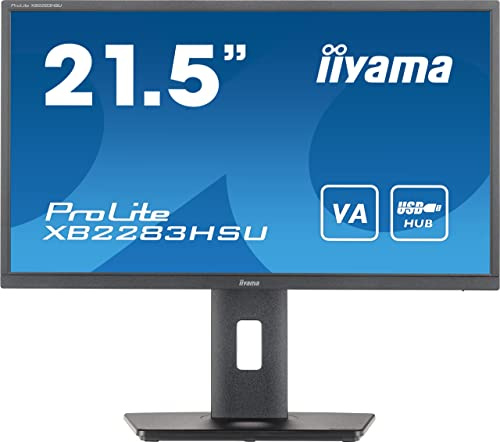 iiyama Prolite XB2283HSU-B1 54,5cm 21,5 VA LED-Monitor Full-HD HDM DP USB2.0 Höhenverstellung Pivot FreeSync schwarz
