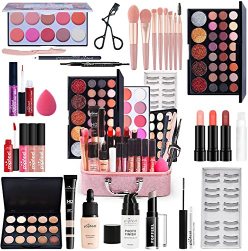 Professionelles Make-up Sets, MKNZOME Schminkkoffer Schminke Set Damen Schminkset Makeup Paletten Kosmetik Lidschatten Lipgloss Geburtstags Weihnachten Geschenkset