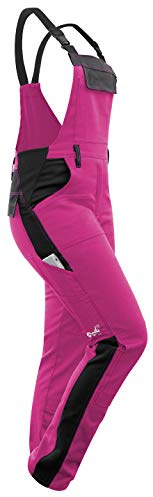 strongAnt Latzhose Damen powerStretch Arbeitshose für Frauen mit Kniepolstertaschen - Pink-Schwarz, Größe 32