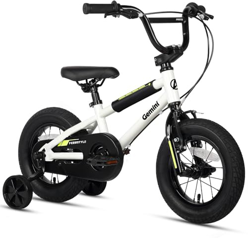 AVASTA 12 Pulgadas de Estilo BMX Bicicleta para niños con Ruedas de Entrenamiento Freno de montaña para 1 2 3 4 años de Edad los niños Las niñas Jinete Principiante, Blanco