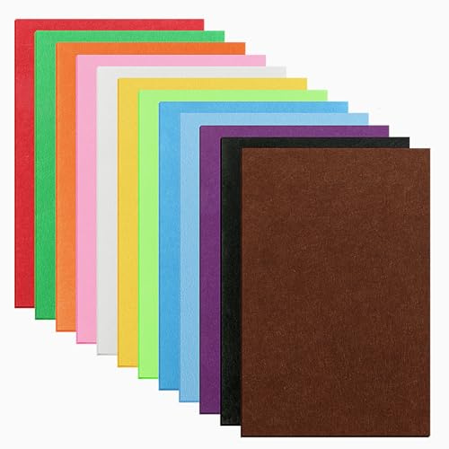 JETOP Fieltro para Manualidades 2 mm 20 X 30 cm, 12 Piezas Hojas de Fieltro Colores Felt Fabric Artesanal Fieltro Tela de Fieltro para Navidad y Halloween (Blanco Marrón Negro Roja Verde, etc.)