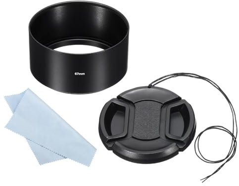 PATIKIL Parasol de 67mm Superficie Esmerilada de Enfoque Largo Interior Antirreflectante con Tapa de Objetivo de 72mm y Paño de Limpieza para Lente de Cámara Negro