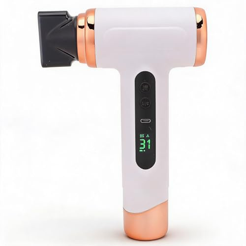 Pro Uppladdningsbar resehårtork - 3 hastigheter och 3 temperatursladdlösa hårtorkar, 15 000 mAh bärbar hårtork med digital skärm för kvinnor på camping,