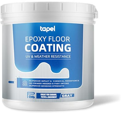 Tapel Epoxidharz Bodenbeschichtung - Schiefergrau 1L (5m²) - Betonfarbe für Garagen, Keller & Werkstatt Boden - Flüssigkunststoff Epoxid Grundierung und Bodenversiegelung - Schnell trocknend