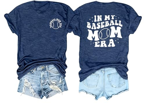 Baseball Shirt Women Baseball Mom Shirts in My Baseball Mom Era Graphic tee Game Day T Shirt Lover Gift Funny Tops Blue-a