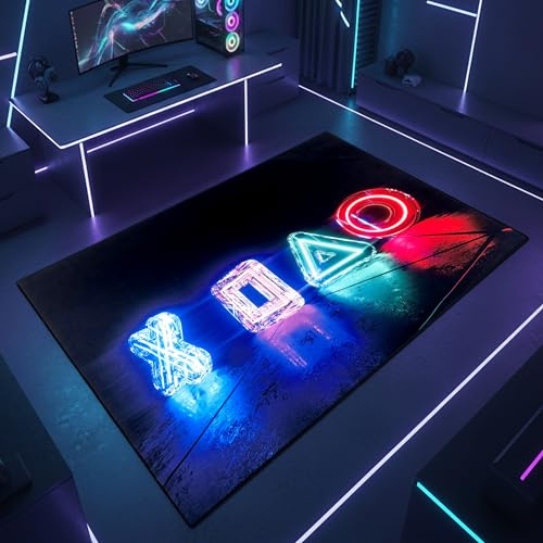 Matta dröm matta ungdomsrum halkfri LED-look platt robotsäker lätt att rengöra slitstark vardagsrum spelhörn snygg hållbar i svart och neonfärger 80 x 120 cm
