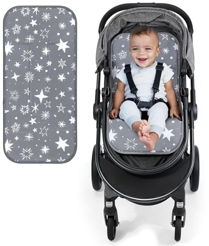 Orzbow Verano Colchoneta Silla Paseo Universal, Grande Gel Colchoneta Refrigerante Carro para Enfriamiento Rápido, Cómodas Funda Refrigerante para Silla Coche 1/2/3, Fácil de Instalar & Limpiar, Gris