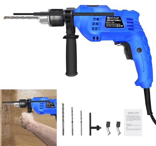 Hammer Drill, 850W Electic Corded Impact Drill with Stepless Speed 0-3000RPM, 13MM Metal Chuck Power Masonry Electric Breaker for Concrete, Iron Plate, Masonry and Wood