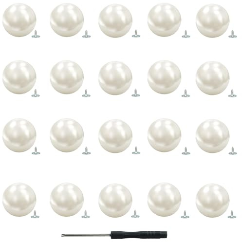 Pearl Buttons No Sew, 20 Sets Removable Screw Pins, Reusable Clothing Fasteners for Shirt, Blouse, Dress, Sweater,Seamless Connection, Without Skin barriers (14MM)