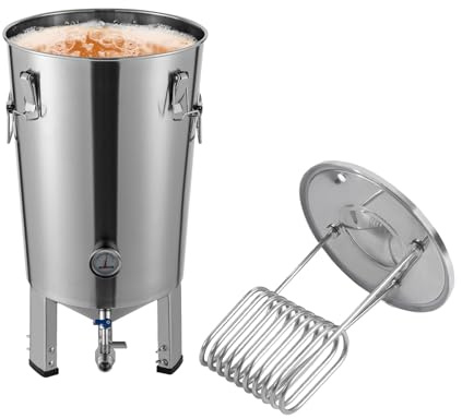 PattenlLevi Edelstahl-Gärbehälter für Bier 32 L Bierfermenter Fermenter Abdichtung Bier Konischer KüHler Heimbrauen Mit Skala Ablaufhahn