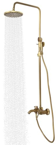 Rubinetto da bagno in ottone antico, 1,5 m, sistema doccia placcato oro vuoto con tripla funzione e soffione girevole a 360°, antico rubinetto da bagno per hotel e appartamento