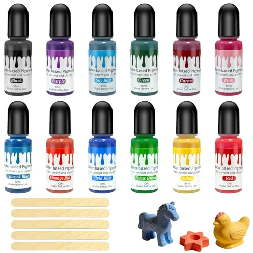 12 stycken pulvergjutningspigment, 12 färger, pulvergjutningspigment, färgpigment för gips, högkoncentrerade pigment för modellbygge