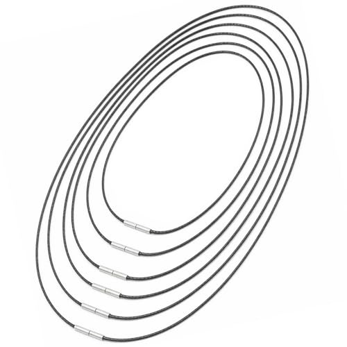 6 st läderhalsband med spänne, 40 cm 45 cm 50 cm 55 cm 60 cm 70 cm svart läderhalsband för män och kvinnor, för gör-det-själv-smyckestillverkning