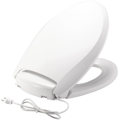 Bemis Radiance Heated Night Light Toilet Seat, Slow Close Adjustable Fit Long Lasting Plastic Seat, Elongated, White