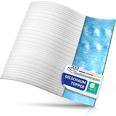 AM Qualitätsmatratzen Gel Topper 200x220 - Made in Germany - Gelschaum Topper 200x220cm mit waschbarem Bezug - Oeko TEX zertifizierter Memory Foam Matratzentopper 200x220 - Matratzenauflage weich
