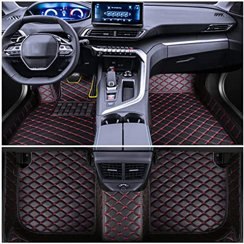Muchkey Auto Fußmatten Leder Bodenmatte für Mitsubishi ASX 2000-2024 Allwetter Fussmatten Set Zubehör Fußmatte Schwarz Rot