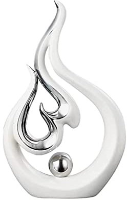 LGYKUMEG Keramik Dekorationsobjekt Silber, Home Deko Wohnzimmer Modern Abstrakte Skulptur Deko,Stilvolle Spirale Deko aus Keramik,für Tischdekoration Büro Wohnung Skulpturen Und Statuen,Weiß,Groß