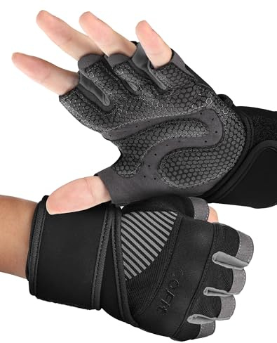 COFIT Guantes de Gimnasio para Mujer y Hombre, Transpirable Guantes de Fitness con Protección Completa de Muñeca y Palma para Levantamiento de Pesas - Negro XL