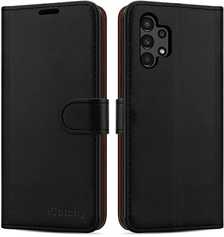 iCatchy Samsung Galaxy A13 4G Black Leather Wallet Case