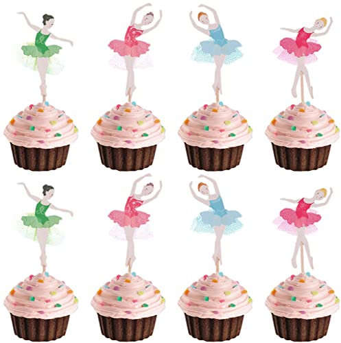 Kawailay 24 Stück Ballett Mädchen Kuchen Deko Ballerina Tanzen Cupcake Toppers Figuren Ballerina Geburtstag Tortendeko für Mädchen Frauen Geburtstag Hochzeit Party