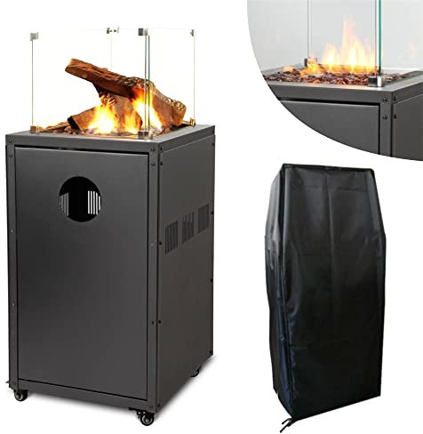 Heizpilz mit Gas, Heizstrahler anthrazit für Terrasse, Gasheizer mit 8 kW