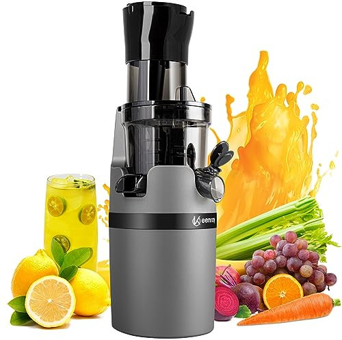Slow Juicer Entsafter, Klein Gemüse und Obst Testsieger Profi Juicer Entsafter, Umkehrfunktion, Allround Entsafter elektrisch (Grau), EL18