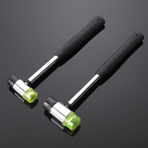 Martillo de goma de doble cara de 25 mm y 35 mm con cabeza suave para artesanos, artesanías de cuero, madera, revestimientos de suelo y más. Mango de plástico ligero y antideslizante