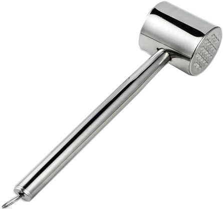 Batticarne,Batticarne acciaio inox,Battitore batticuore,Martello per carne a doppia faccia, lavabile in lavastoviglie, ideale per scaloppine, costolette, pollo, bistecca, ecc