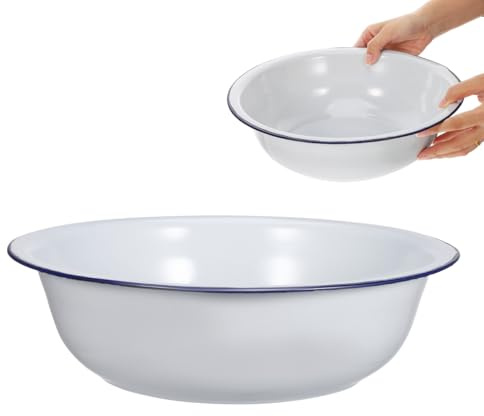 Healeved Bassin De Bain De Pieds En Émail Vintage 11.81 X 11.81 X 3.54 Pouces Seau De Trempage Multifonction Pour Spa Pédicure Maison Lavabo Durable Facile À Nettoyer