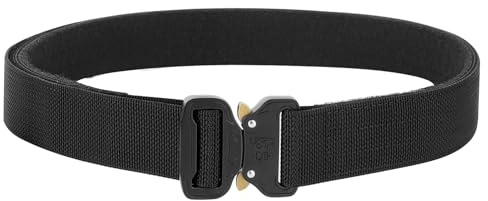 KRYDEX GEAR stridsbälten taktiska, styvade 3,8 cm 2-lagers taktiskt pistolbälte snabbfrigörande kraftig (M), Svart, M