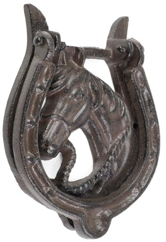Heurtoir de porte en fonte - Design fer à cheval - Décoration rustique en fonte - Résistant aux intempéries et massif - Style maison de campagne - Pour jardin, écurie et entrée