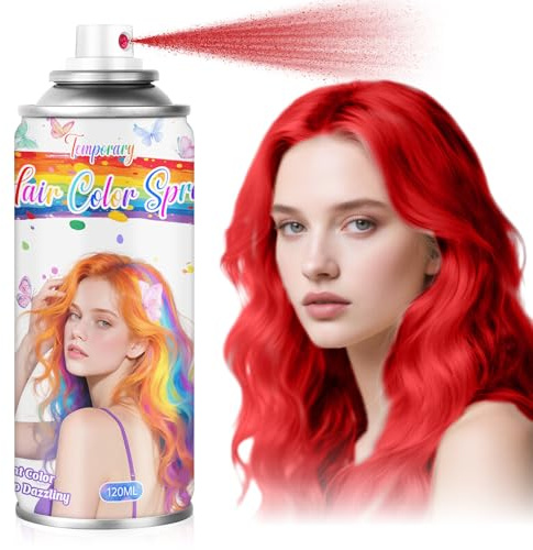 MSDADA Spray de Coloration Temporaire Rouge Intense pour Cheveux - Teinture Lavable à Forte Pigmentation, Sèchage Rapide - Parfait pour Femmes, Soirées, Festivals, Déguisements (120ml)