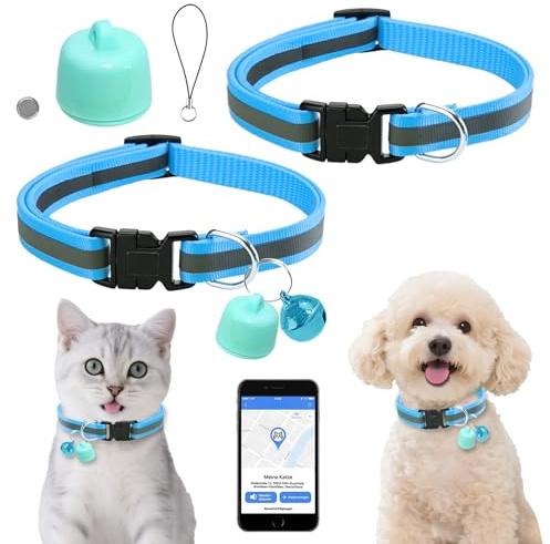 Tracker GPS per gatti e cani, compatibile con iOS e Android, monitoraggio della posizione in tutto il mondo, collare GPS per gatti con tracker senza abbonamento, mini localizzatore per animali