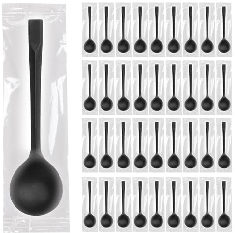 100 cucharas reutilizables de 14,2 cm, mini cuchara de alta dureza negra, cuchara de postre, cubierta ideal para cumpleaños, picnics, fiestas, aparadores, bodas, catering