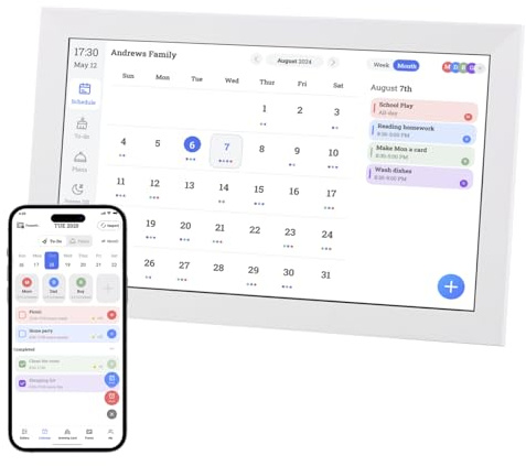 Gugxiom 2026 Digital Kalender, 15,6 Elektronisk Kalender & Uppgiftstabell, Pekskärm Smart Väggplanerare för Hemorganisation Daglig Planering, Digitalt Bilderam (Vit)