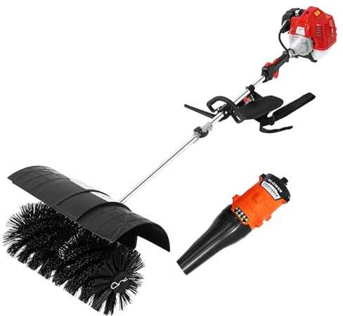 Spazzatrice a benzina da 52 cc, 1,7 kW, con soffiatore per foglie, motore a benzina a 2 tempi, spazzatrice manuale, 8500 giri/min, spazzatrice per erbacce, polvere, coriandoli e foglie
