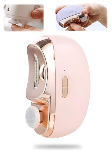 3 in 1 Automatic Electric Nail Clipper with Polishing, 2026 Smart Nail Trimmer File for Baby Adult Seniors, Electric Fingernails Toenails Cutter with Light & Storage (Pink)