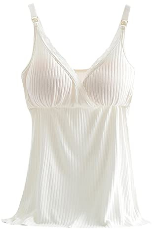 DeHolifer Canottiere Premaman da Donna,Bordo in Pizzo Canotta Scollo a V Canottiera con Bretelle Tops Elasticizzate Canotte,Confortevole Camicetta Tinta Unita Maglietta da Allattamento Abbigliamento