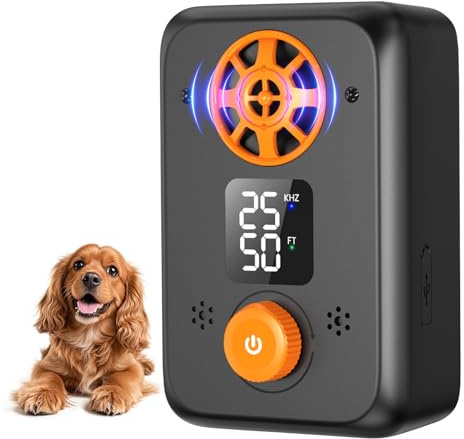 veorkide Dispositivo Antiabbaio per Cani Ultrasuoni - Ultrasuoni per Cani Ferma Abbaio Automatico con 5 modalità Frequenza 3 Portate Interno/Esterno Efficace