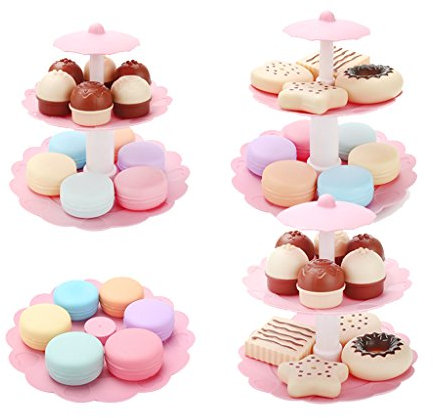 B Blesiya food Toy, Desserts Tower for Preschool Age Toddlers Tea Party Pretend Play