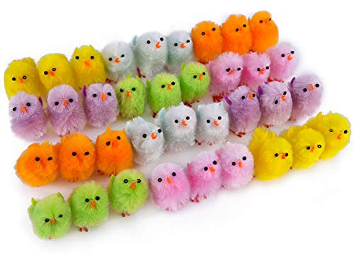 TUPARKA 36Pcs Mini Easter Chicks Vibrant Colors Easter Chenille Chicks Cute Fully Easter Baby Chicks for Easter Party, Easter Egg Bonnet Decoration, Easter Egg Hunt