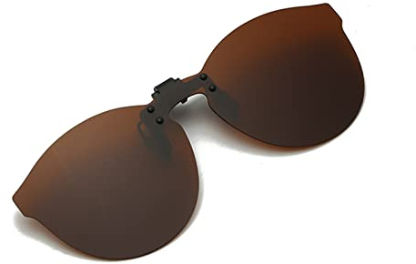 YAMEIZE Polariserade Clip-on-solglasögon dam herr UV400 skydd anti-reflexskydd vikbar ramlös lins för glasögon, Te